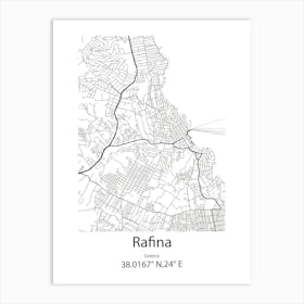 Rafina,Greece Minimalist Map Art Print