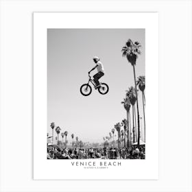 Poster Of Venice Beach, Black And White Analogue Photograph 2 Art Print