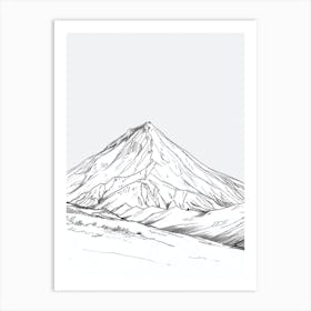 Mount Olympus Greece Line Drawing 1 Art Print