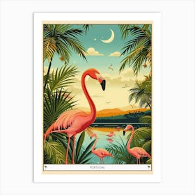 Greater Flamingo Portugal Tropical Illustration 4 Poster Art Print