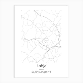 Lohja,Finland Minimalist Map Art Print