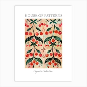 Folk Cherries And Bows 2 Pattern Poster Art Print
