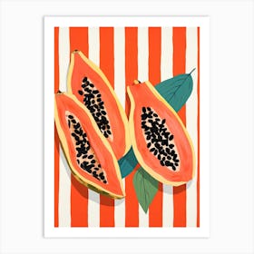 Papaya Fruit Summer Illustration 2 Art Print