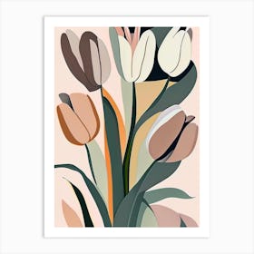 Tulip Wildflower Modern Muted Colours 2 Art Print