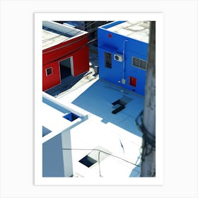 Blue And White Buildings Art Print