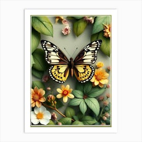 Butterfly On A Flower 4 Art Print