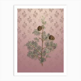 Vintage Mediterranean Cypress Botanical on Dusty Pink Pattern n.1348 Art Print