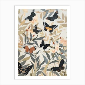 Butterflies Pastels Jungle Illustration 2 Art Print