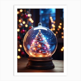 Christmas Tree In A Snow Globe Art Print