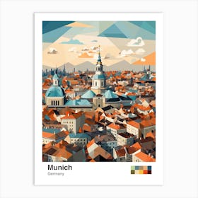 Munich, Germany, Geometric Illustration 1 Poster Art Print