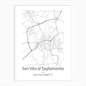 San Vito Al Tagliamento,Italy Minimalist Map Art Print