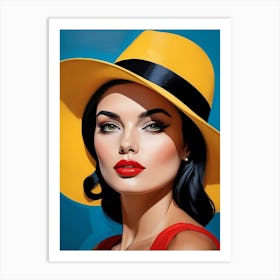 Woman Portrait With Hat Pop Art (125) Art Print
