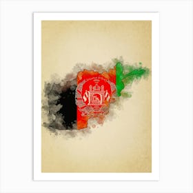 Afghanistan Flag Vintage Art Print