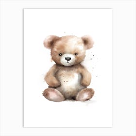 Baby Bear Watercolour Nursery 3 Art Print