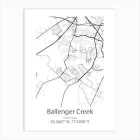 Ballenger Creek,United States Minimalist Map 1 Art Print