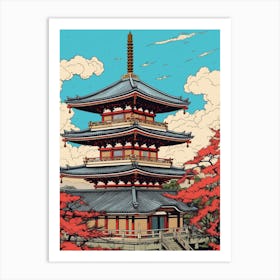 Asakusa Shrine, Japan Vintage Travel Art 2 Art Print