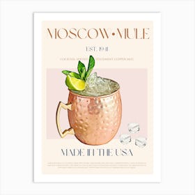 Moscow Mule Cocktail Mid Century Art Print