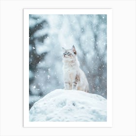 Cat In The Snow. Generated with AI. Art Print Art Print