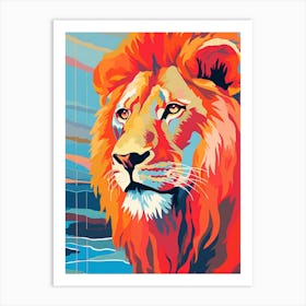 Lion Pop Art Inspired Colourful Illustration 1 Art Print