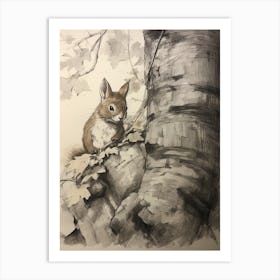 Storybook Animal Watercolour Squirrel 2 Art Print