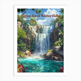 Agua Azul Waterfalls Outdoor Travel Art Art Print