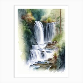 Gartempe Waterfalls, France Water Colour  (2) Art Print