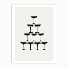 Neutral Champagne Prosecco Fountain Art Print