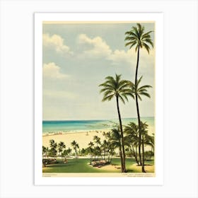 Waikiki Beach Honolulu Hawaii Vintage Art Print