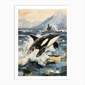 Moody Geometric Impasto Of Orca Whale Art Print