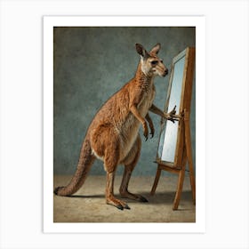 Kangaroo In The Mirror Art Print