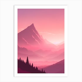 Misty Mountains Vertical Background In Pink Tone 58 Art Print