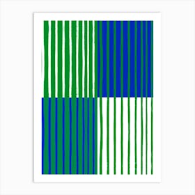 Blue And Green Stripes Art Print