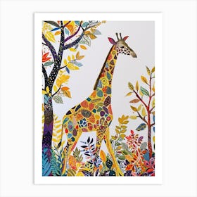 Colourful Giraffe With Patterns 1 Art Print