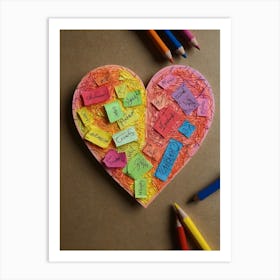 Heart With Crayons Art Print