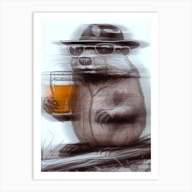 Beaver And Beer Goggles Art Print