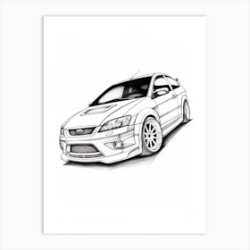 Ford Focus Rs Line Drawing 3 Art Print