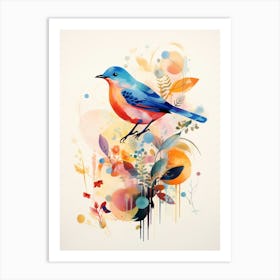 Bird Painting Collage Bluebird 1 Art Print