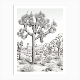  Detailed Drawing Of A Joshua Trees In Mojave Desert 3 Art Print