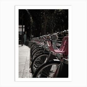 Pink Bicycles In Barcelona Art Print