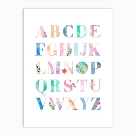 Watercolor Alphabet Kids and Nursery Art Print