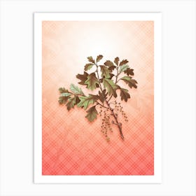 Bear Oak Vintage Botanical in Peach Fuzz Tartan Plaid Pattern n.0253 Art Print