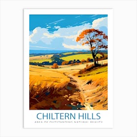 Chilterns Aonb Print English Countryside Art Chilterns Landscape Poster Uk Nature Reserve Wall Decor Hiking Trails Illustration British 2 Art Print