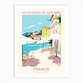 Villefranche Sur Mer, France, Flat Pastels Tones Illustration 1 Poster Art Print