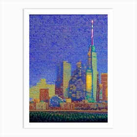 Houston Texas, City Us  Pointillism Art Print