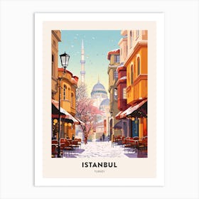 Vintage Winter Travel Poster Istanbul Turkey 3 Art Print