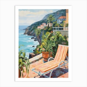 Sun Lounger By The Pool In Cinque Terre Italy 2 Art Print