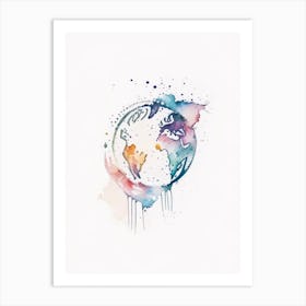 World Globe Symbol Minimal Watercolour Art Print