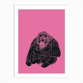 Orangutan - Pink Art Print