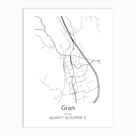 Gran,Norway Minimalist Map Art Print