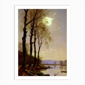 Moonlight Over A Lake Art Print